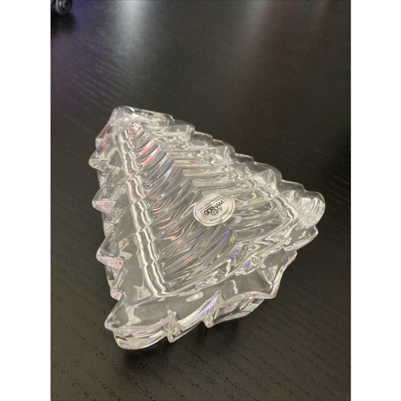 Gorham Crystal Christmas Tree Trinket Dish Clear - Picture 2 of 4